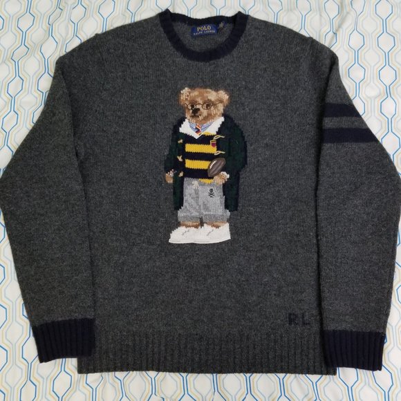 Polo Ralph Lauren Football Rugby Bear Wool Sweater